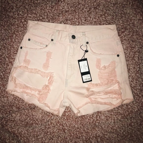 High Rise, Non-Stretch, ‘Paris’ Distressed Shorts - Picture 1 of 8